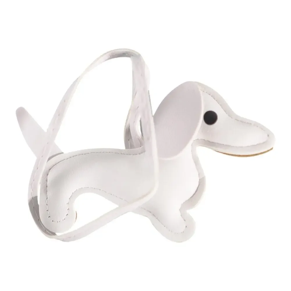 Dachshund Bag Charm Keychain Faux Leather Dog Mom Y2K Cottagecore White NWT